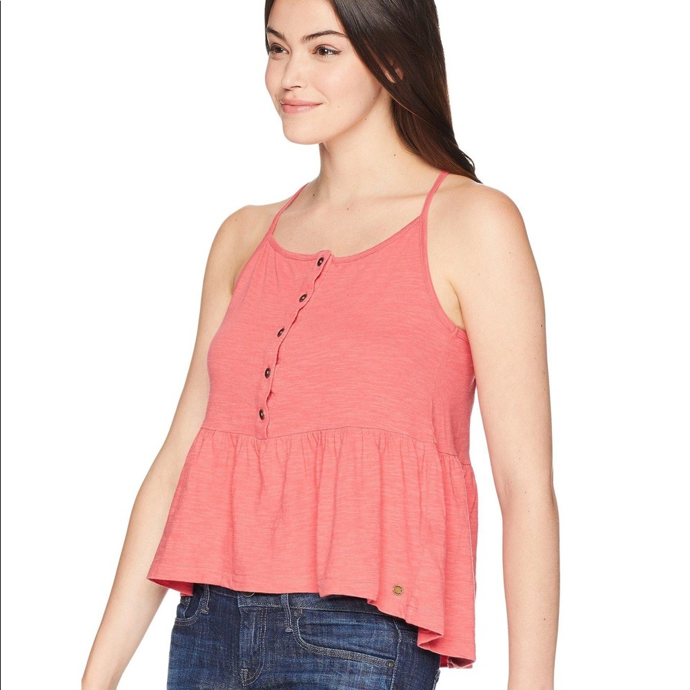 ROXY Havasu Peplum Tank Top Coral S L NWT